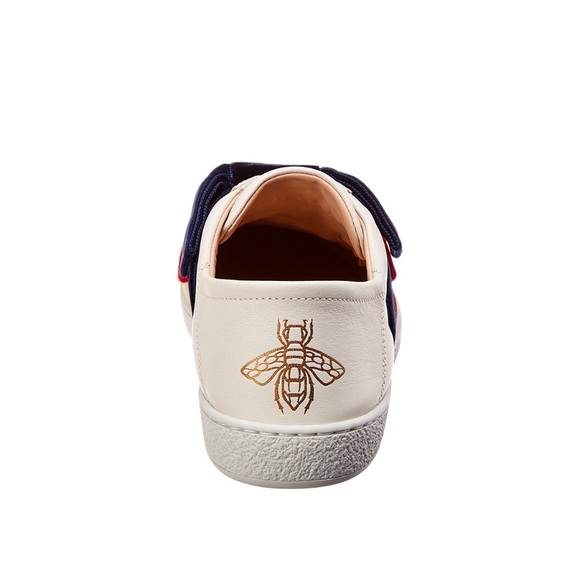 HOST PIC GUCCI ACE WHITE LEATHER SNEAKERS TRIPLE VELVET BOW DETAIL SZ US 38 1/2 - Picture 5 of 15